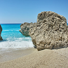 Blue Waters of Megali Petra Beach, Lefkada, Ionian Islands, Greece