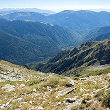 Panorama from Malyovitsa peak to Rila Monastery, Rila Mountain, Bulgaria