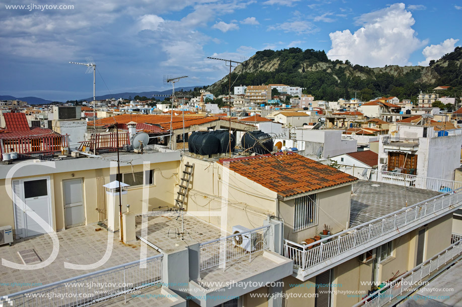 Panoramic view with roofs of Zakynthos City, Greece