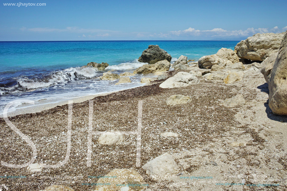 Blue Waters of Megali Petra Beach, Lefkada, Ionian Islands, Greece