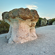Sunrise at a rock formation The Stone Mushrooms near Beli plast village, Kardzhali Region, Bulgaria