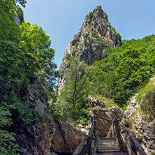 Rock Peaks and Wood Bridge, Erma River Gorge, Bulgaria