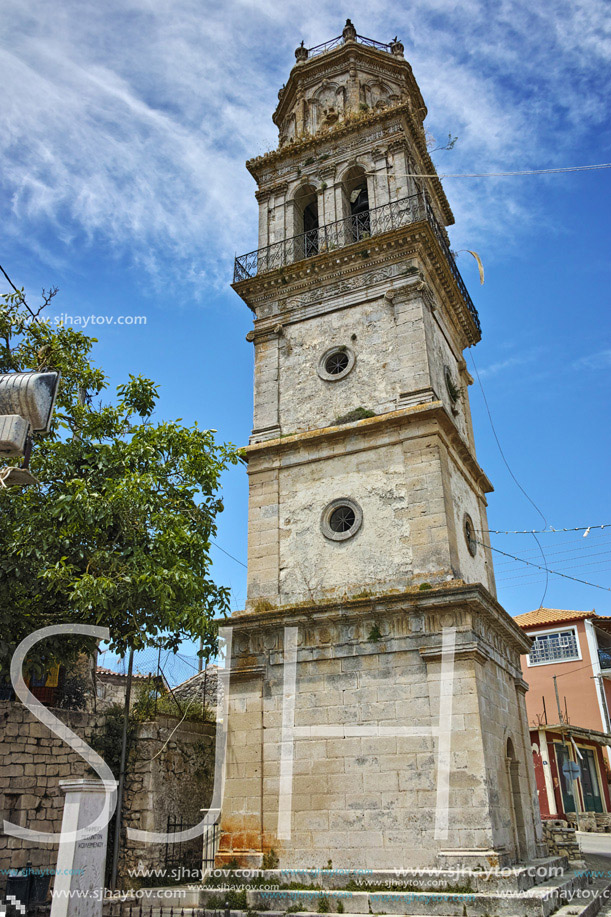 Old church in Typical village with old houses,  Zakynthos island, Greece