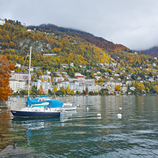 Panoramic view to Montreux and Alps, canton of Vaud, Switzerland