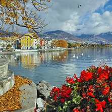 Amazing Panorama with flowers of Vevey, canton of Vaud, Switzerland