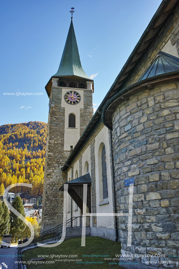 Old church in Zermatt Resort, Canton of Valais, Switzerland