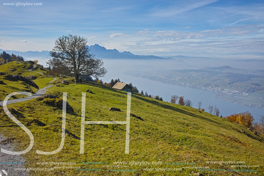 Amazing panorama of Lake Lucerne, Alps, Switzerland