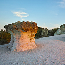 Stone Mushrooms colored in yellow from Sunrise near Beli plast village, Kardzhali Region, Bulgaria