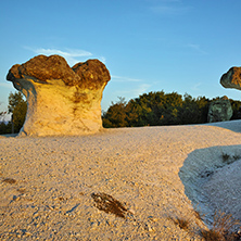 Sunrise landscape of The Stone Mushrooms, near Beli plast village, Kardzhali Region, Bulgaria