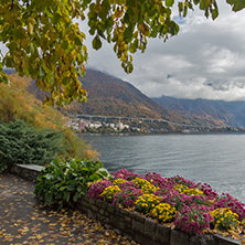 embankment of Montreux and Alps, canton of Vaud, Switzerland