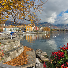 Amazing Panorama with flowers of Vevey, canton of Vaud, Switzerland