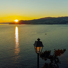 The last rays of the sun in Kavala, East Macedonia and Thrace, Greece