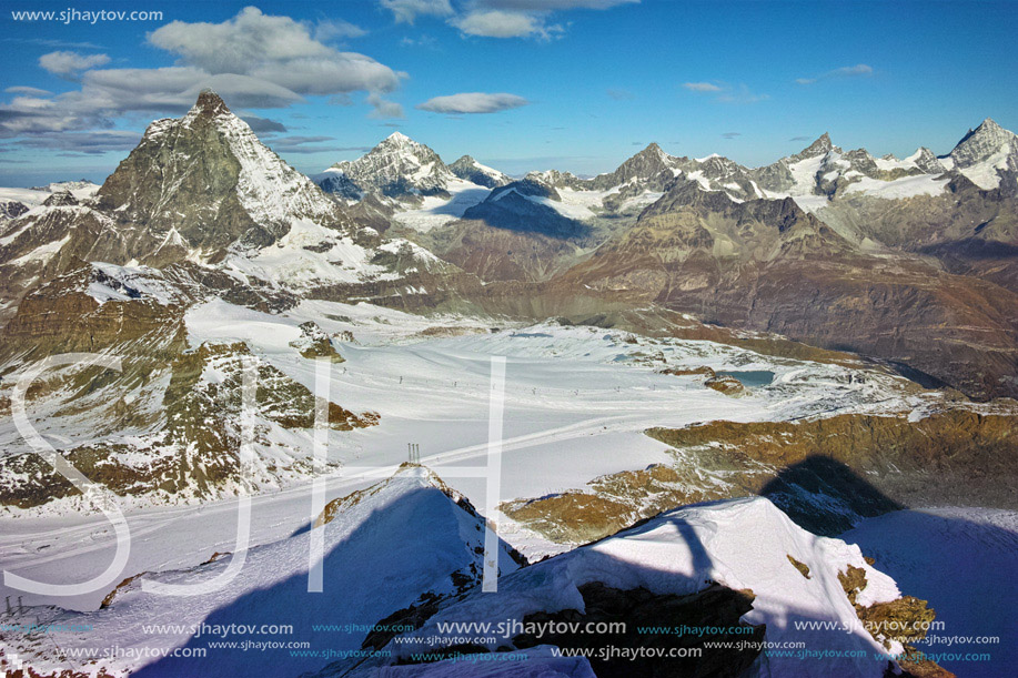 Winter landscape around mount Matterhorn, Alps, Switzerland