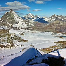 Winter landscape around mount Matterhorn, Alps, Switzerland