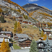 Autumn Landscape of Zermatt Resort, Canton of Valais, Switzerland