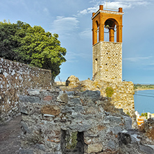 Ruiins and Clock tower in Nafpaktos town, Western Greece