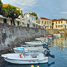 Small boats at the port of Nafpaktos town, Western Greece