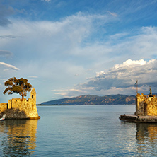 Panoramic view of the port of Nafpaktos town, Western Greece