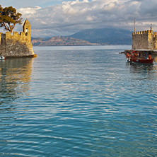 Amazing Sunset at the port of Nafpaktos town, Western Greece