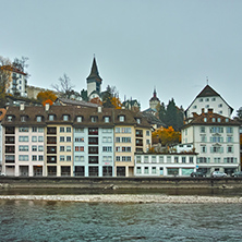 foggy morning at old town and The Reuss River in City of Luzerne, Switzerland