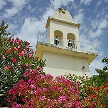 Otthodox church with spring flowers, Kefalonia, Ionian islands, Greece