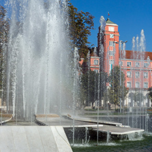 Town Hall and Fountain in the center of City of Pleven, Bulgaria