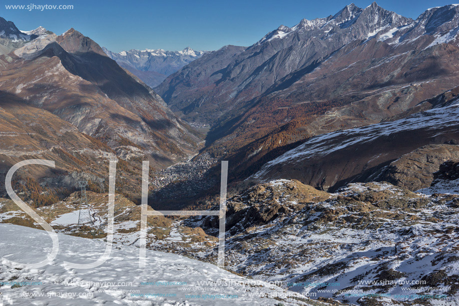 Panoramic view to Zermatt Resort, Alps, Canton of Valais, Switzerland