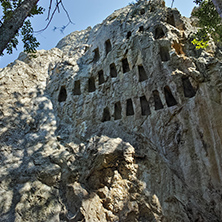 Ruins of Thracian Sanctuary Eagle Rocks near town of Ardino, Kardzhali Region, Bulgaria