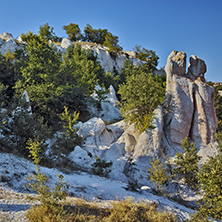 Panoramic view Rock phenomenon Stone Wedding near town of Kardzhali, Bulgaria