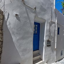 White wall of old house in Chora town, Naxos Island, Cyclades, Greece