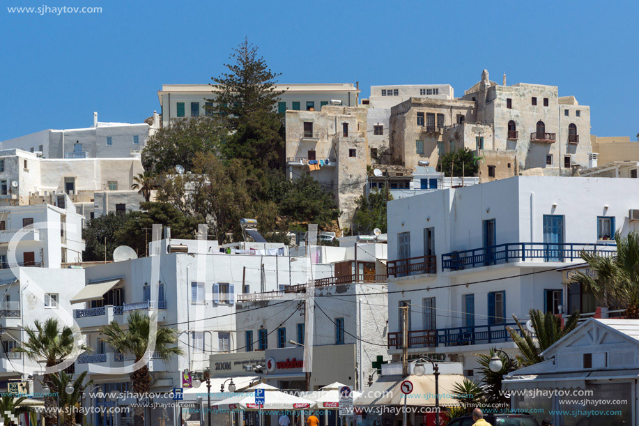 Panoramic view of the fortress in Chora town, Naxos Island, Cyclades, Greece