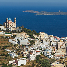 Amazing Pamorama to Anastaseos church and town of Ermopoli, Syros, Cyclades Islands, Greece
