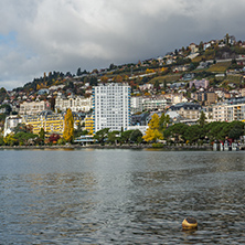 Panorama to Montreux and Lake Geneva, canton of Vaud, Switzerland