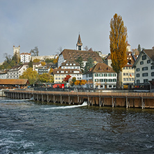 Amazing Panorama of city of Luzern and Reuss River, Canton of Lucerne, Switzerland