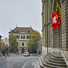 Cloudy day at Old town of city of Geneva, Switzerland