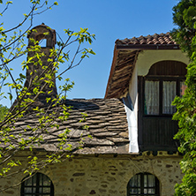 Old Buildings with stone roofs in Temski monastery St. George, Pirot Region, Republic of Serbia