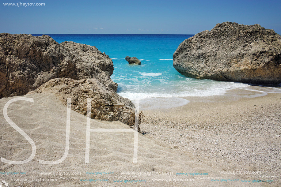 Sunny Day at Megali Petra beach, Lefkada, Ionian Islands, Greece