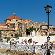 Panoramic view of Church of Panagia Ekatontapiliani in Parikia, Paros island, Cyclades, Greece