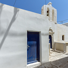 Typical white house in town of Naoussa, Paros island, Cyclades, Greece
