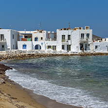 White house and Bay in Naoussa town, Paros island, Cyclades, Greece