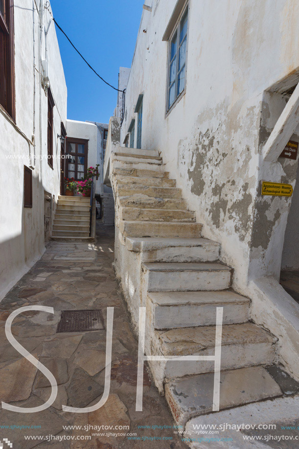 Small street in the fortress in Chora town, Naxos Island, Cyclades, Greece