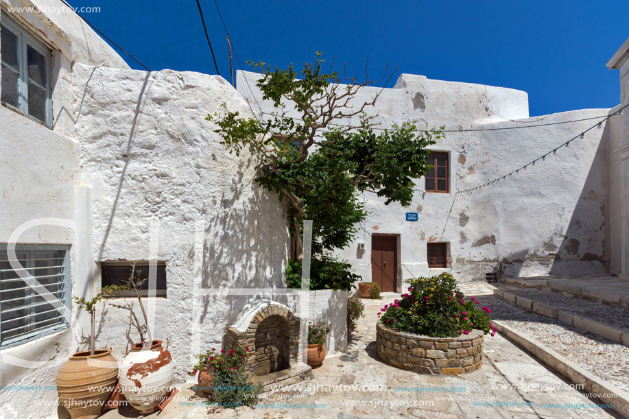 Old houses in the fortress in Chora town, Naxos Island, Cyclades, Greece