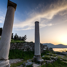 Sunset Lanscape on Evraiokastro Archaeological Site, Thassos town, East Macedonia and Thrace, Greece