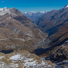 Panoramic view from matterhorn glacier paradise to Zermatt, Alps, Switzerland