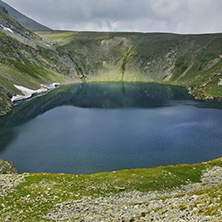 Panoramic view of The Eye lake, The Seven Rila Lakes, Bulgaria