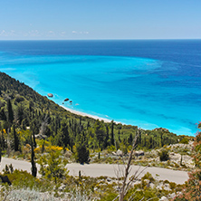 Amazing Panoramic Seascape with blue waters at Lefkada, Ionian Islands, Greece