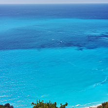Panoramic Seascape with blue waters at Lefkada, Ionian Islands, Greece