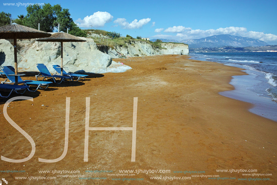 Red sands of xsi beach, Kefalonia, Ionian Islands, Greece