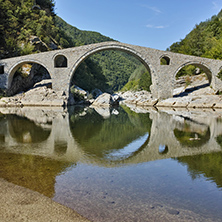 Amazing Reflection of Devil"s Bridge in Arda river and Rhodopes mountain, Kardzhali Region, Bulgaria