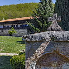 Old Stone fountain and church in  Temski monastery St. George, Pirot Region, Republic of Serbia